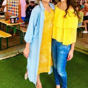 zara long blue denim like top